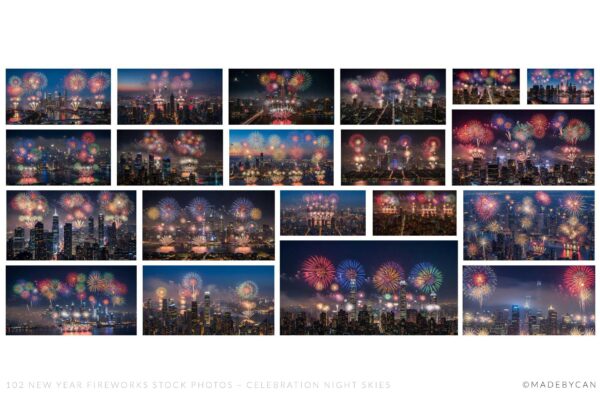 102 New Year Fireworks Stock Photos - Celebration Night Skies